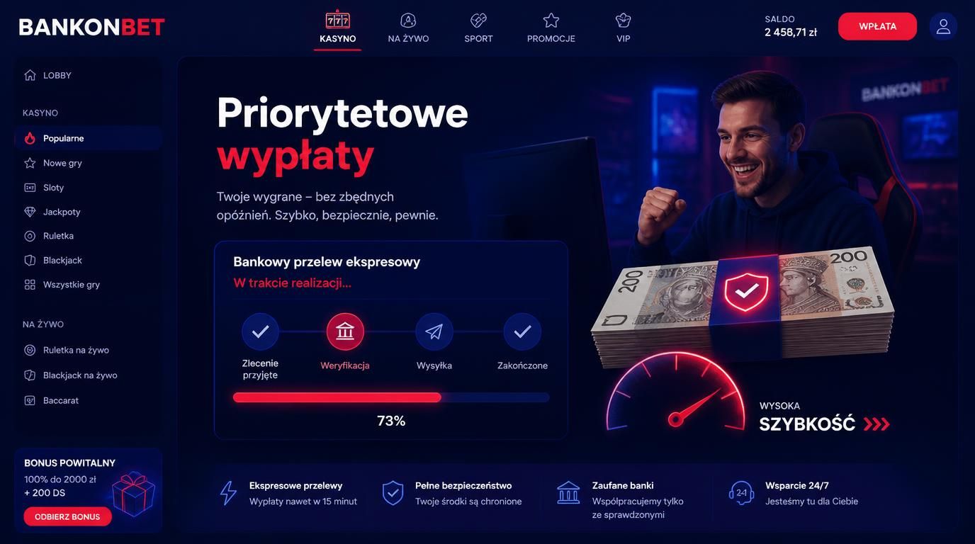 Gracz otrzymujący priorytetową wypłatę i wyższy limit transakcji