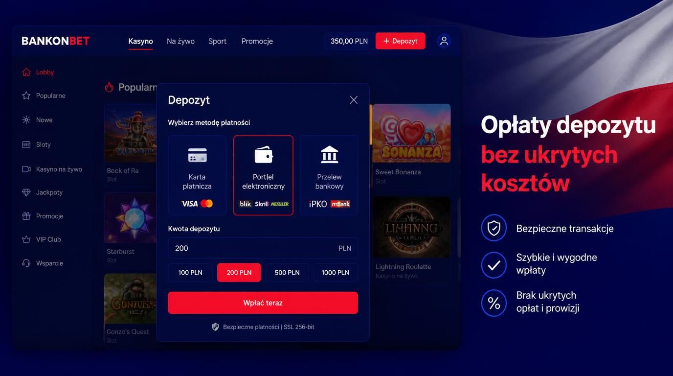 koszyk platnosci z ikonami metod i tekstem o oplatach depozytu
