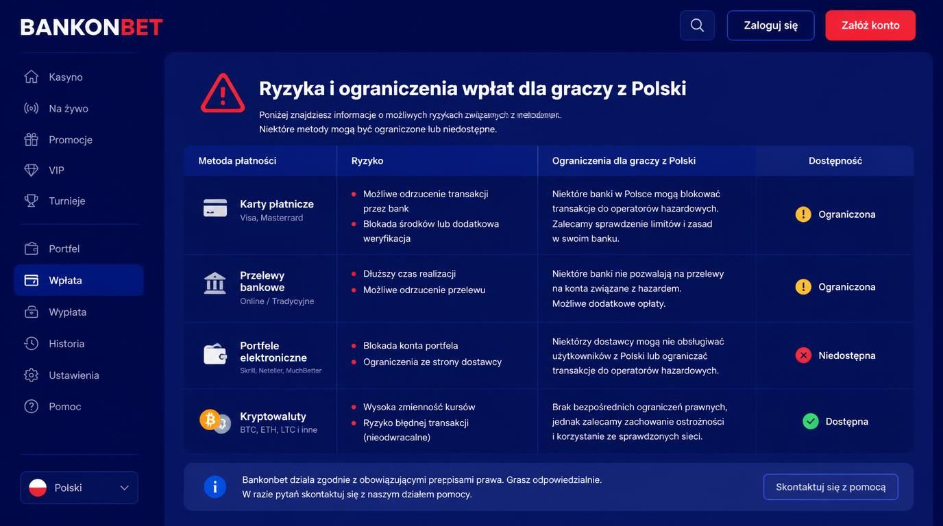 tabela ryzyk metod platnosci z ostrzezeniem